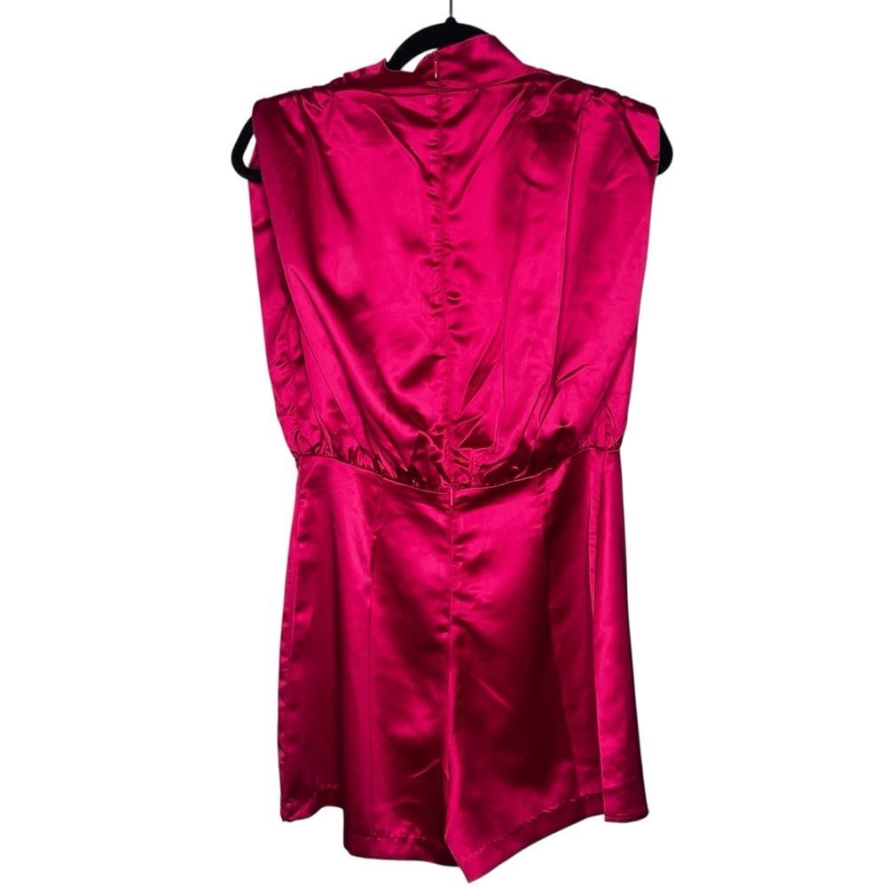 Karlie Hot Pink Satin Romper Skort High Neck Barbiecore Party Cottagecore Size M - Picture 4 of 8